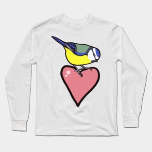 Blue tit with a heart Long Sleeve T-Shirt